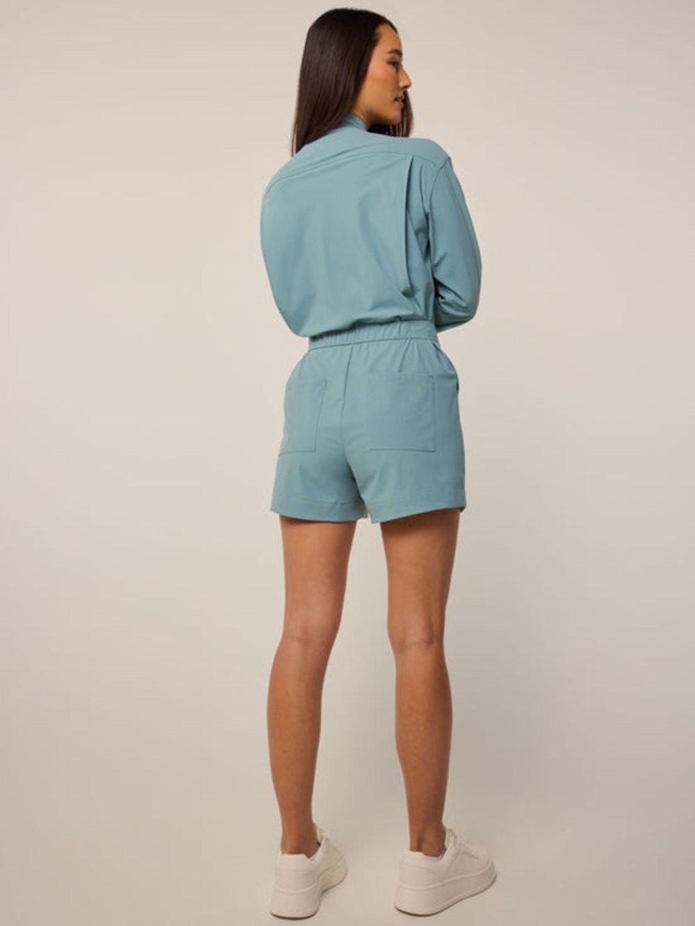 Greyson Light Green/Blue Utility Zip  Phoenix Romper with Waist Tie-New with tag - Picture 3 of 5